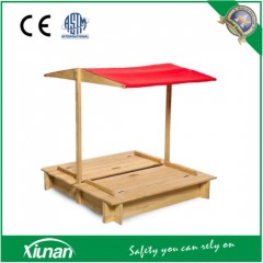 Foldable Convertible Transformable Wooden Sandpit and Sand Box with Canopy and Bench图1