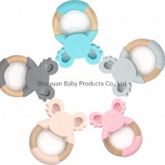 Baby Teething Toy Wooden Koala Round Ring Teether图1