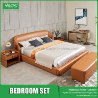 Modern Home Furniture Queen King Size Double Bed Half Leather