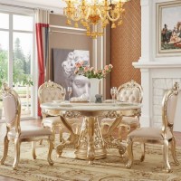 Rotary Marble Dining Table with Leather Chair for Home Furniture