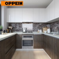 Oppein U Shaped Lacquer and HPL Bespoke Fitted Kitchen Cabinets Made in China