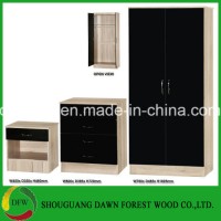 Black Gloss & Oak 3 Piece Bedroom Set /Wardrobe /Chest /Bedside