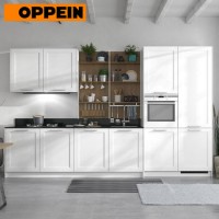 360cm Width White Thermofoil Finish Standard Kitchen Cabinet (OP17-PVC07)