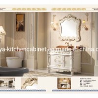 European Style Wood Waterproof Bathroom Cabinet with Legs