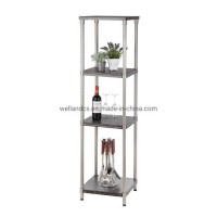 New Product 4 Tiers 1500 Height Corner DIY Square Metal Rack with MDF Board