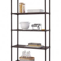 New 5-Tier Slat Shelving Rack Dark Bronze Epoxy Coated Light Duty Metal Storage Shelf