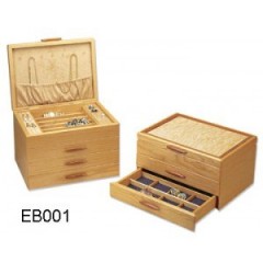 Solid Wood Jewelry Storage Gift Box with Three Drawers (EB-001)图1