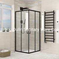 Matt Black Finished Square Partition with Two Sliding Doors + Two Fixed Doors