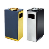 Stainless Steel Lobby Trash Bin  Waste Bin with Ashtray (ID-J64)