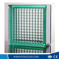 Green/Clear Parallel Patterned Glass Block/Brick Glass for Decoration (G-B)