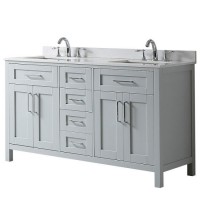 Tahoe 60 in Dove Grey Double Sink Wood Vanity with Mirrors