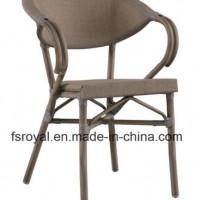 French Rattan/Wicker/Textilene Leisure Dining Arm Chair with Bamboo Painting