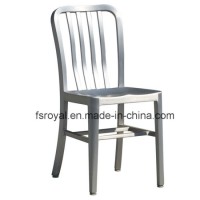 Brushed Aluminum Outdoor Restaurant Dining Furniture Strong Navy Side Chair