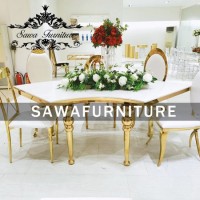 High Quality Modern Design Marble Top Stainless Steel Wedding Event Table Sets