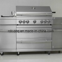 Super High End Hot Sale Stainless Steel 5 Burners Gas Grill with Rear Infrared Burner and Side Burne