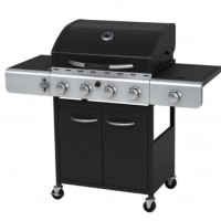 Powder Coated 4 Burners Gas Grill with One Side Burner 2 Front Doors