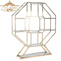 Event Wedding Design Stainless Steel Metal Frame High Glass Top Bar Back