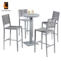 UV Resistant Restaurant Furniture Modern Rope Rattan Aluminum Table and Home Chair Dining Set