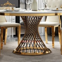 Gold Stainless Steel Wedding Chair  Round Back Dining Table