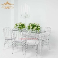 Romantic Design Bamboo Crystal Transparent Clear Wedding Transparent Chair