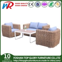 High Quality European Leisure Outdoor Rattan Wicker Garden Sofa with Polywood Table Hotel Home Furni