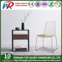 Simple Design Outdoor Garden Modern Dining Stackable Side Steel Black Side Wire Chair with Table