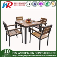 Home Hotel Patio Garden Furniture Plastic Wood Polywood Dining Table and Chair Set