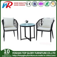 High End Handmade Garden Furniture Aluminum Frame Rope Chair Coffee Table Outdoor Coffee Set