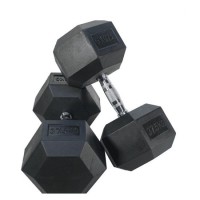 Weights Lifting Chormed Handle Hex Rubber Dumbbell Set