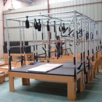 Maple Wood and Stainless Steel Pilates Reformer with Full Trapeze