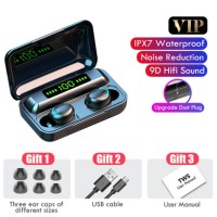 Bluetooth V5.0 Earphones Wireless Headphones with Microphone Sports Waterproof Headsets 2200mAh Char