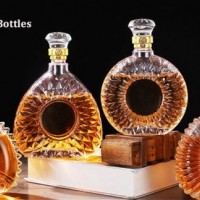 Flat Shape Glass Cork Finish Brandy Xo 500ml Liquor Bottles