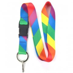 Rainbow Flag Premium Lanyard with Buckle and Flat Ring图1