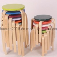 Natural Bent Birch Plywood Round Stool Kids Step Stool