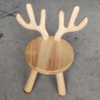 Solid Wood Cute Animal Shape Chair with Backrest Sturdy Children Chair