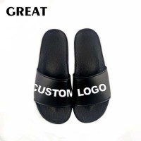 Greatshoe OEM Slide Sandal Custom Black Blank Slippers Blank Summer Beach PVC Flat Slipper