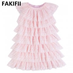 2021 Factory Customised High Quality Brand Summer Pink Lace Dress for Baby Girl/Kid图1