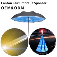 LED Reverse Inverted Custom Chandle Print Fashion Hands Free Umbrella