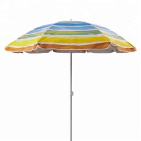 Wholesale Color Stripe Polyester Beach Umbrella with Silver Coating