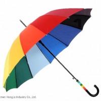 Hot Sale Fashion Rainbow Color Handle Straight Gift Umbrella