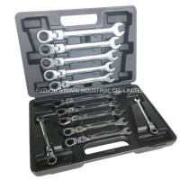 12PCS Gear Wrench Flexible Head Ratchet Combination Spanner Set (WW-12FGW02)