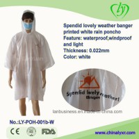 Spendid Lovely Weaher Banger Printed White Rain Poncho