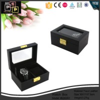 Black Metal Locked Luxury Custom Two Storage Watch Box (8265R1)