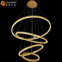 Wooden Painted Aluminum + Acrylic Circles Hotel Hall Chandelier Lighting