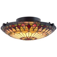 Tfc-A79 Home 2-Light Tiffany Glass Flush Mount Ceiling Light