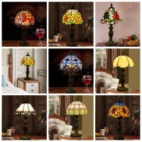 Tiffany Style Table Lamp Stained Glass Handcrafted Shade Desk Light 8inch Lamps