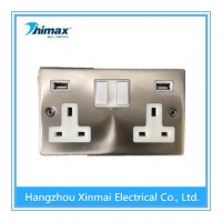 13A 2gang Switched Socket with 2 USB