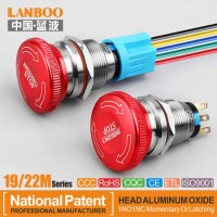 Lanboo 19mm 1no1nc Metal Aluminum Emergency Stop Switch