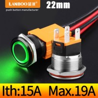 Lanboo 15A High-Current Waterproof Momantory Latching Metal Push Button Switch