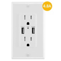 USB Outlet 4.8A Electrical Wall Plug Outlet with USB